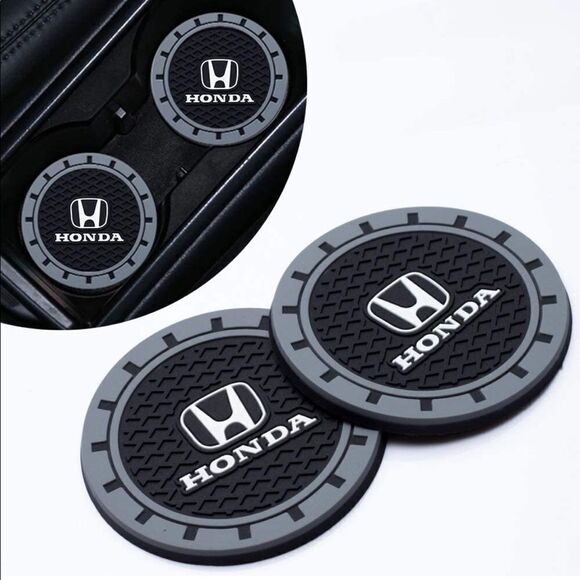 Honda car cup Coasters in black and gray. Set of 2 NWT - Picture 6 of 7